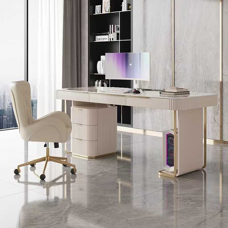 Italian desk Light luxury modern designer home rock board desk High-end study desktop computer desk study desk