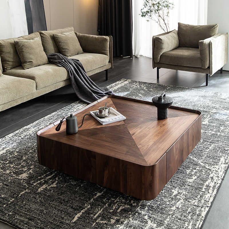 Italian minimalist North American black walnut solid wood tea table square collection of Northern European furniture modern simple designer square