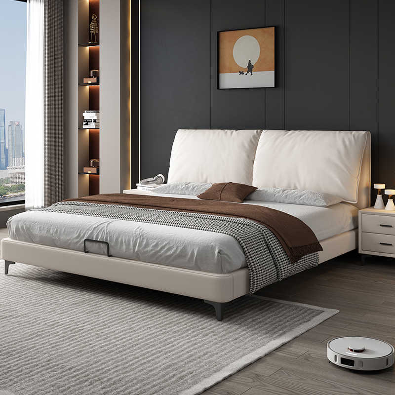 Light luxury 2 m X2 m queen bed Master bedroom double bed Modern simple 1.35m small unit storage single bed