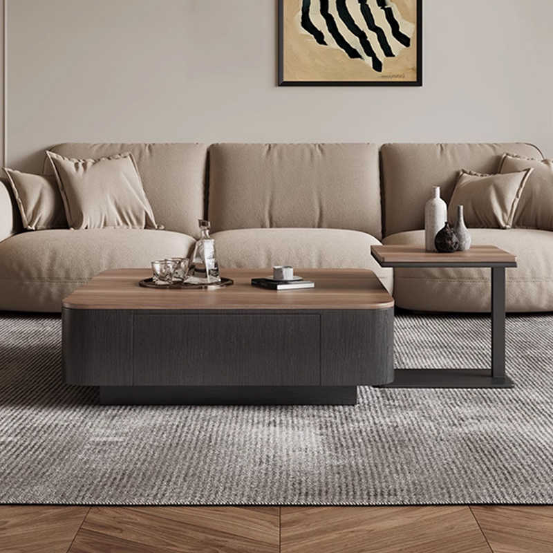 Black square coffee table living room household small unit Italian simple designer storage coffee table side table