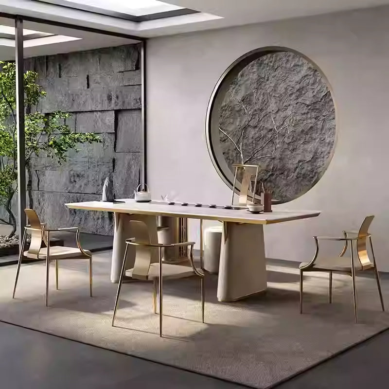 Rock plate tea table Tea table Italian simple office living room Kung Fu big light luxury modern senior sense home tea table