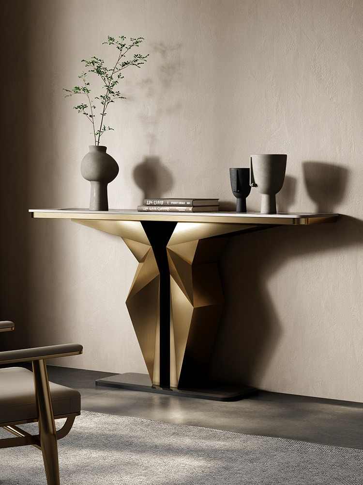 Light luxury porch desk Villa hotel entrance to the door against the wall end of the scene table design master long table several Italian porch table