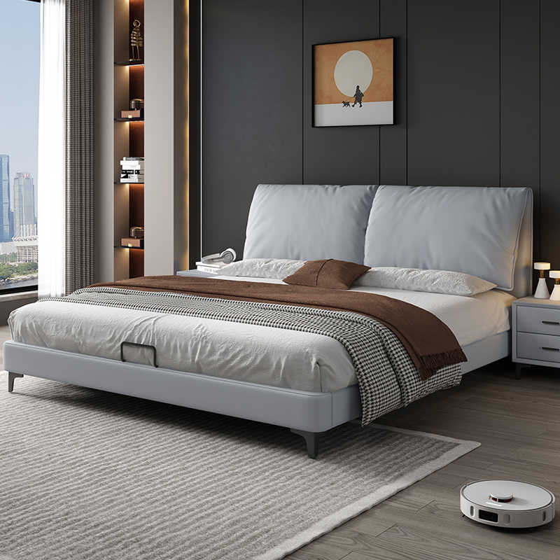 Light luxury 2 m X2 m queen bed Master bedroom double bed Modern simple 1.35m small unit storage single bed