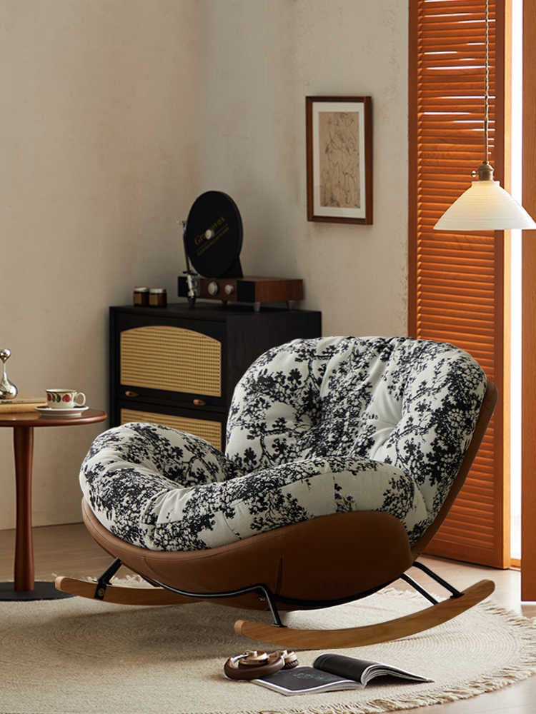 Antique single sofa chair balcony living room home lounge lounger Lazy designer eggshell snail rocking chair