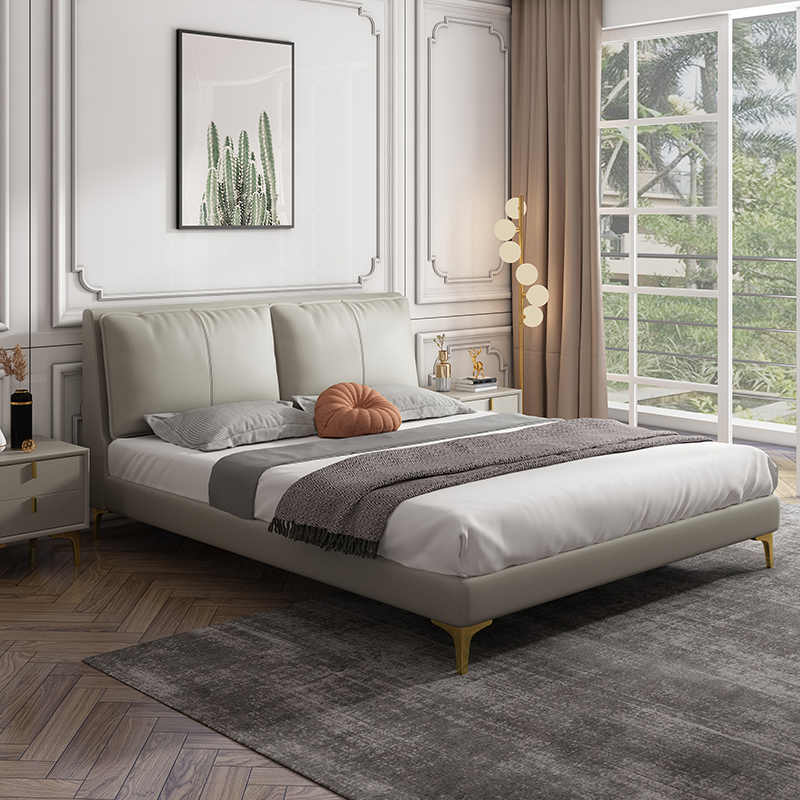 Bed Light luxury modern simple leather bed storage Double bed 1.8m king bed Leather bed master bedroom