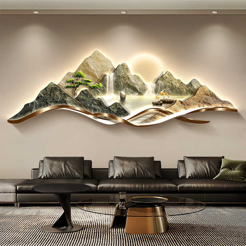Backed by a mountain sofa background wall hanging painting Cornucopia living room decorative painting landscape painting light luxury high sense of wall painting