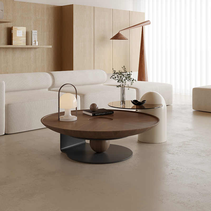 Italian minimalist round coffee table combination living room home high-end light luxury modern wabi-Sabi wind designer creative coffee table