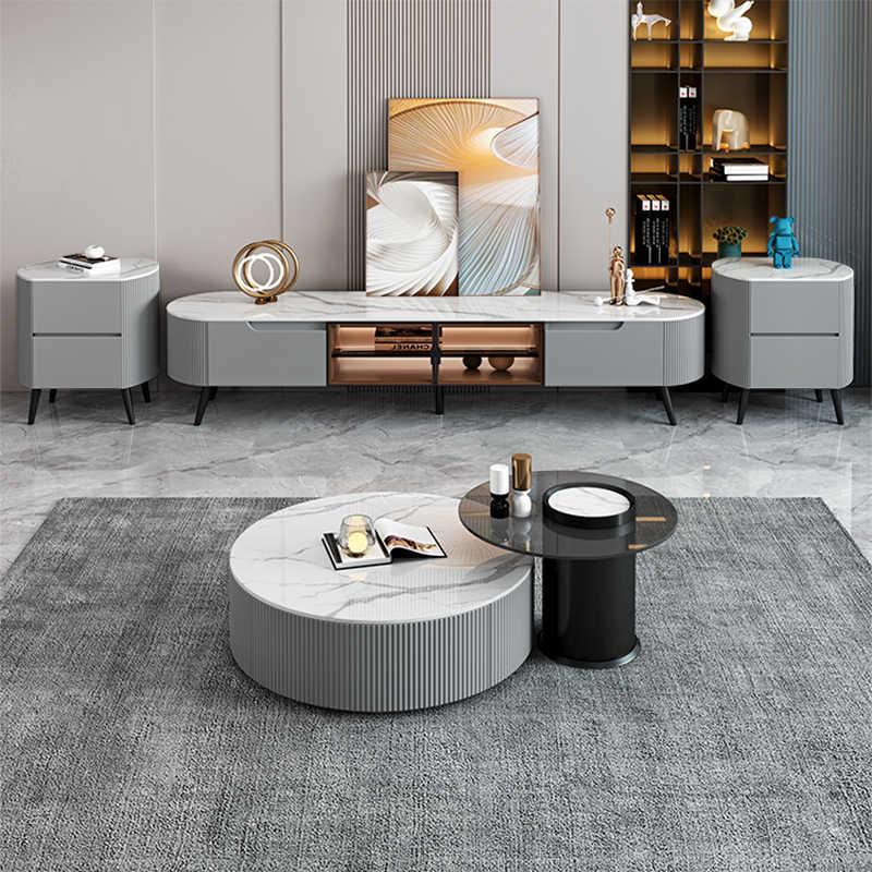 Rock panel coffee table TV cabinet combination of modern simple small apartment TV cabinet living room