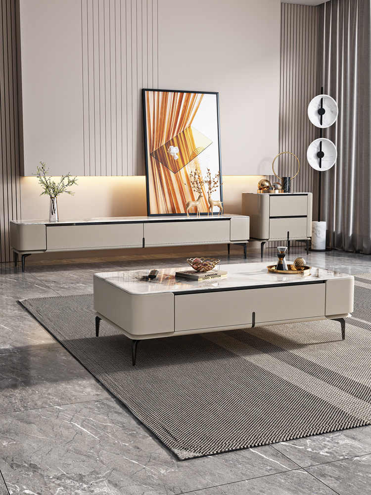 Italian light luxury microcrystal coffee table TV cabinet living room home size apartment coffee table advanced sense
