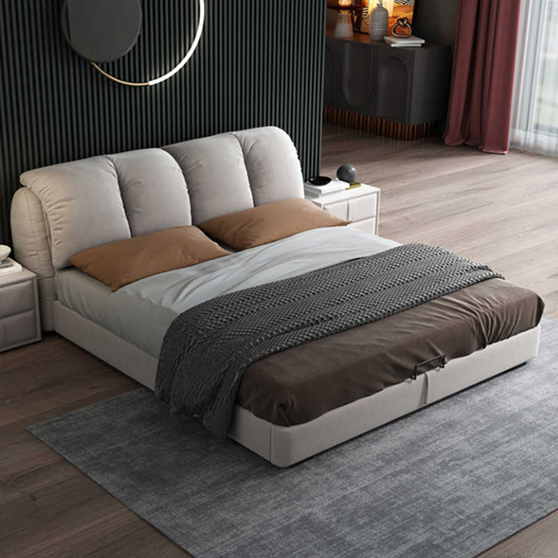 Fabric bed ins wind light luxury modern simple master bedroom wedding bed double bed network red bed can be dismantled and washed