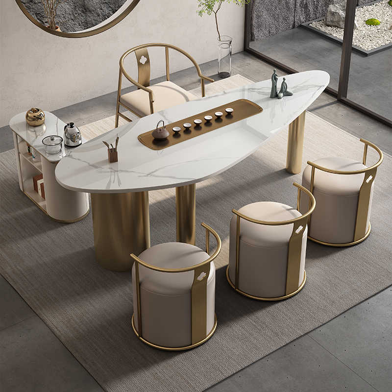 Modern high-end light luxury tea table villa luxury tea table Office reception room advanced sense kung fu tea table