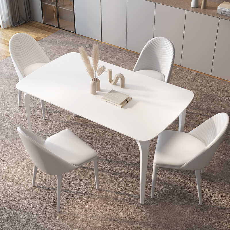 Cream wind light luxury rock table combination of modern simple retractable round folding home rectangular dining table and chair