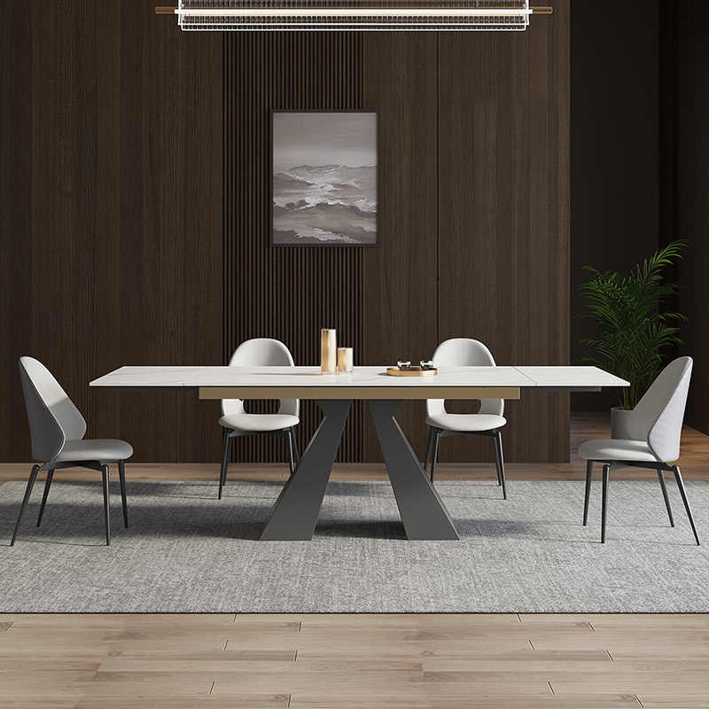 Italian high-end Deli rock slab stretchable dining table and chair Nordic restaurant imported Ramina table