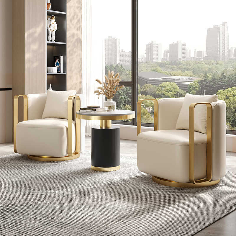 Modern light luxury sofa chair Business negotiation single leisure chair office rotating single chair reception sofa table and chair