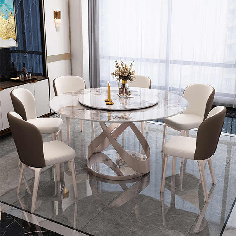 Home 10 people with turntable table modern light luxury high-end villa electric large round 1.8m table
