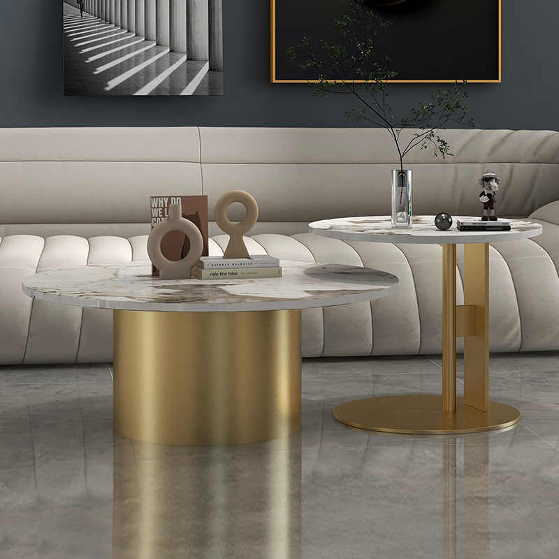 Italian small apartment living room table home rock panel coffee table network red combination light luxury Pandora round coffee table
