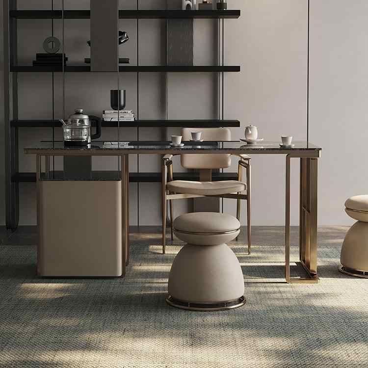 Rock plate tea table and chair combination light luxury modern household small apartment light luxury advanced sense tea table kettle one