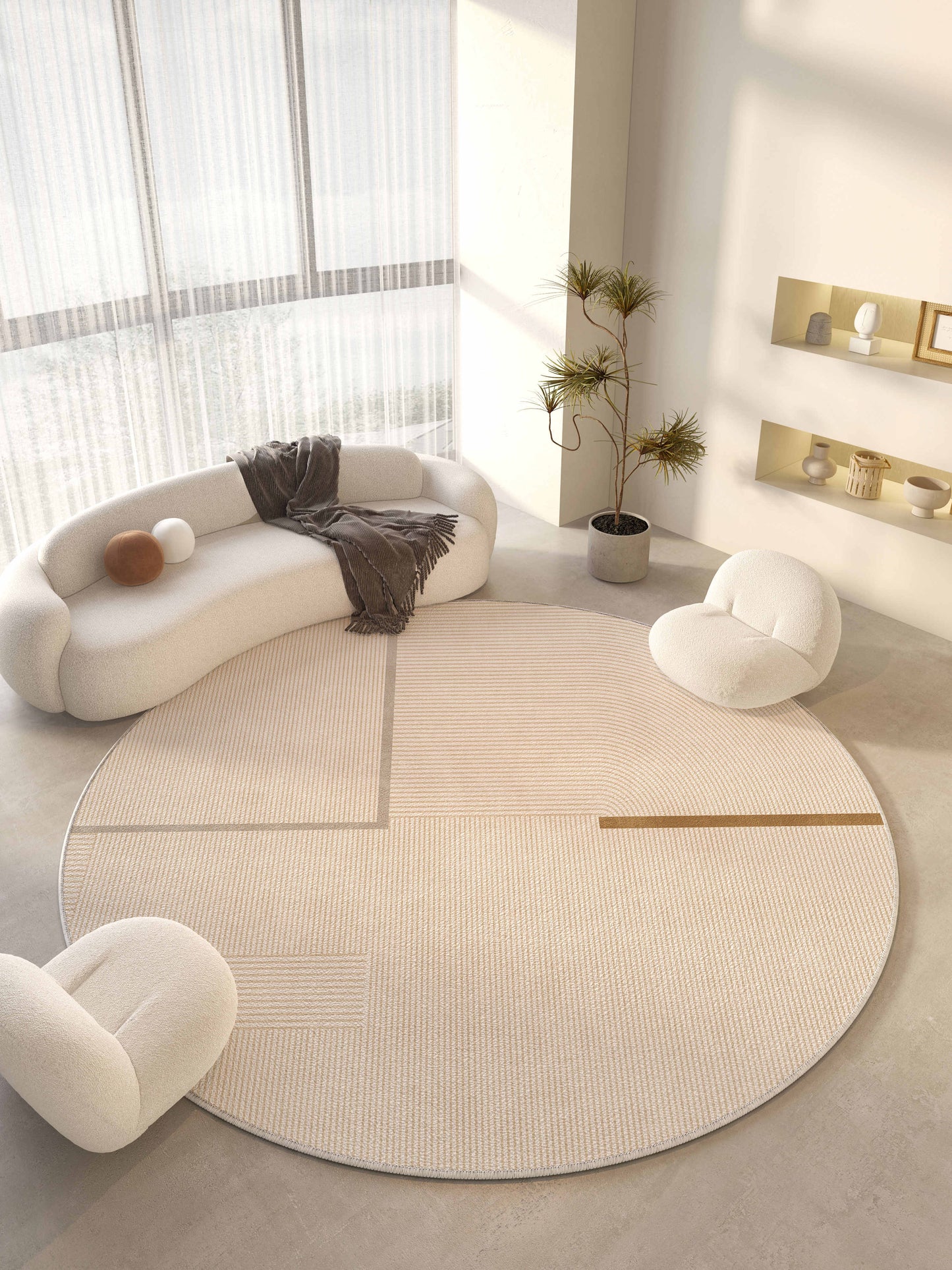 Round carpet Deluxe living room chair cushion Cloakroom bedroom floor mat cream air household bed blanket machine washable