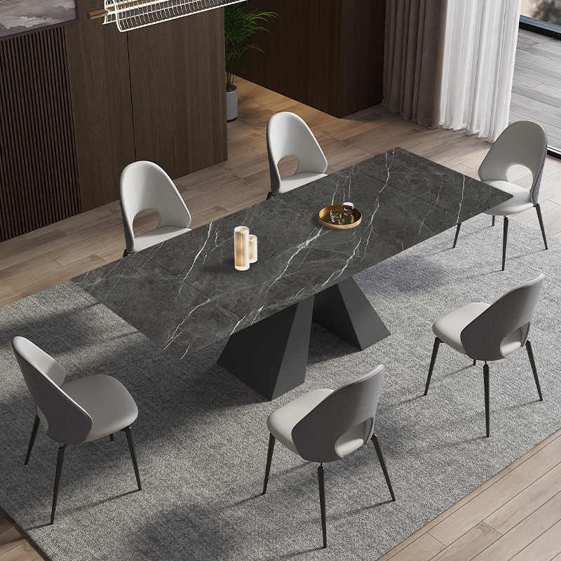 Italian high-end Deli rock slab stretchable dining table and chair Nordic restaurant imported Ramina table