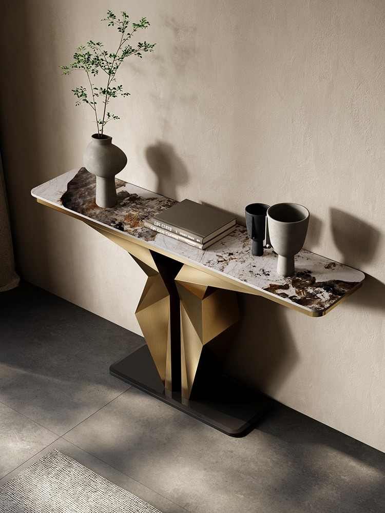 Light luxury porch desk Villa hotel entrance to the door against the wall end of the scene table design master long table several Italian porch table