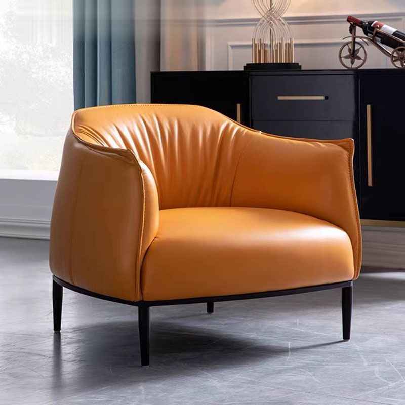 Nordic single sofa Light luxury hotel bedroom small apartment living room balcony leisure negotiation lazy leather sofa chair