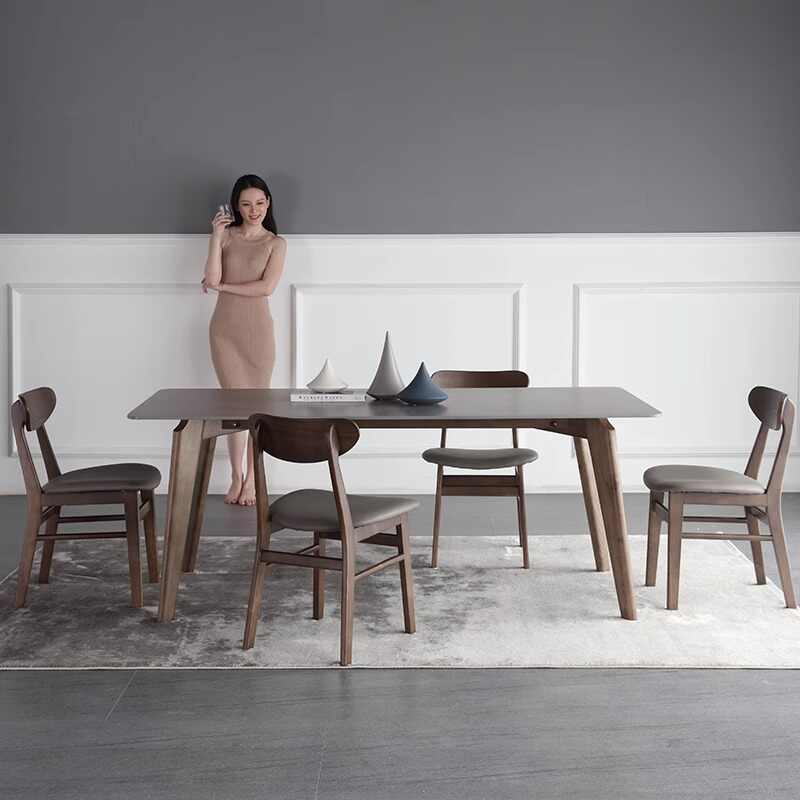 Nordic light luxury solid wood dining table simple modern dining table