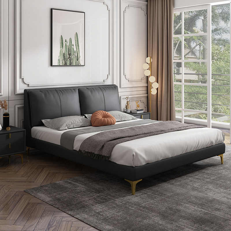 Bed Light luxury modern simple leather bed storage Double bed 1.8m king bed Leather bed master bedroom