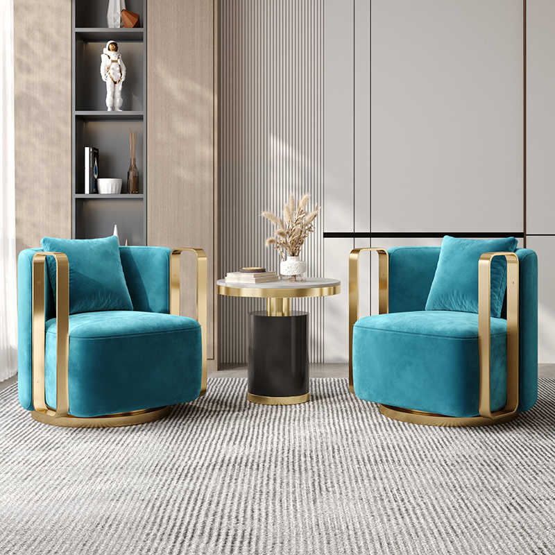 Modern light luxury sofa chair Business negotiation single leisure chair office rotating single chair reception sofa table and chair