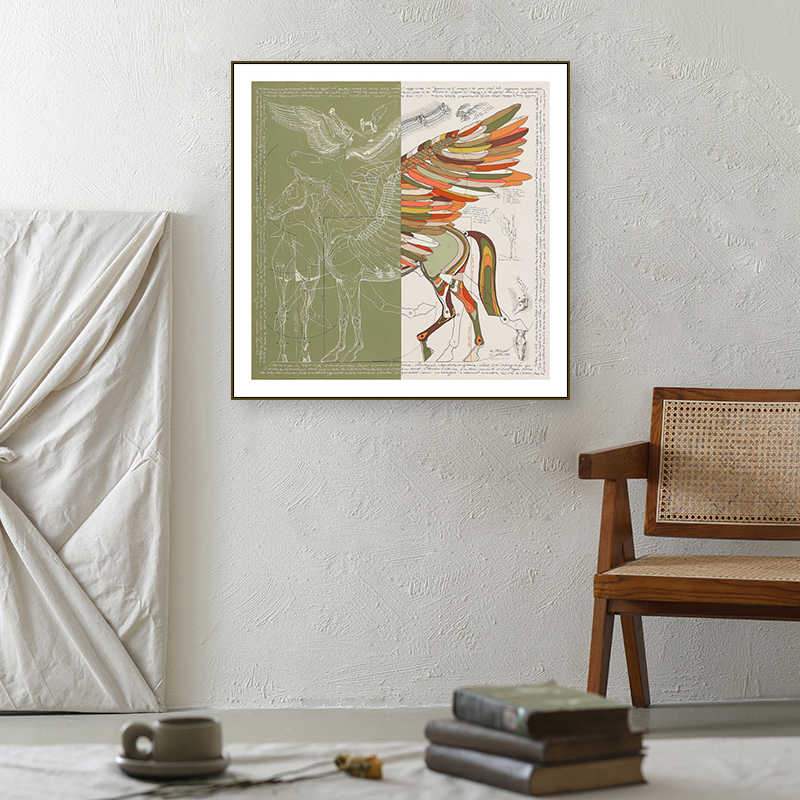 Love horse silk scarf hanging painting mounted modern light luxury high-grade restaurant dining room decorative painting porch living room bedroom painting official