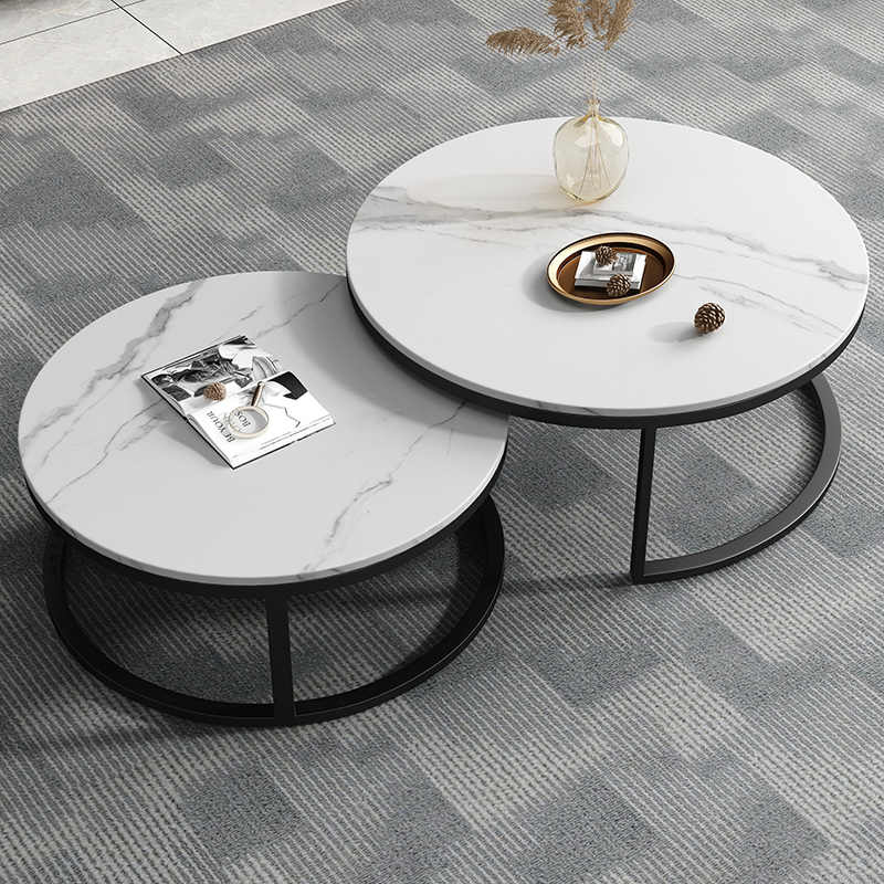 Italian rock plate round coffee table modern simple northern Europe light luxury small apartment coffee table marble coffee table