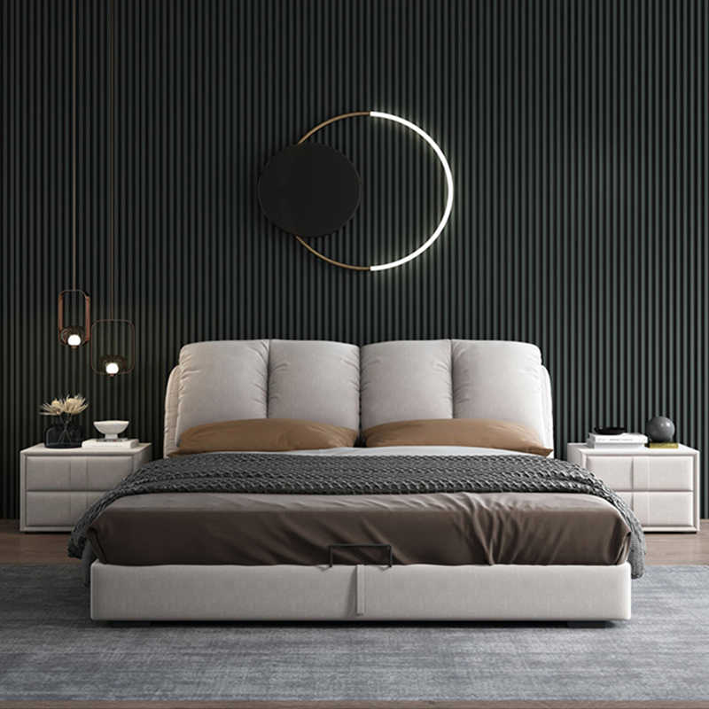 Fabric bed ins wind light luxury modern simple master bedroom wedding bed double bed network red bed can be dismantled and washed