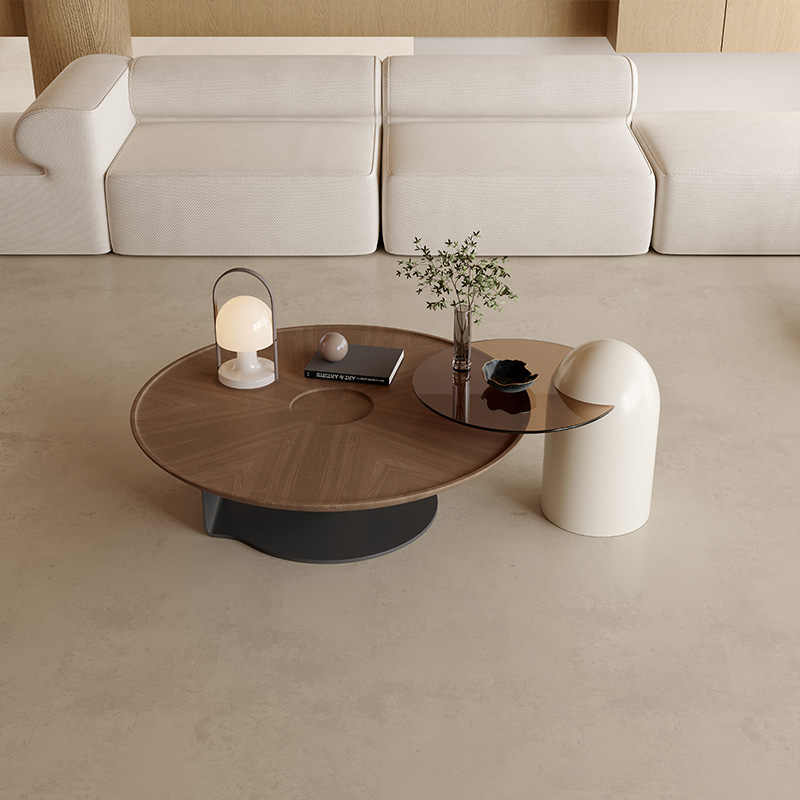 Italian minimalist round coffee table combination living room home high-end light luxury modern wabi-Sabi wind designer creative coffee table