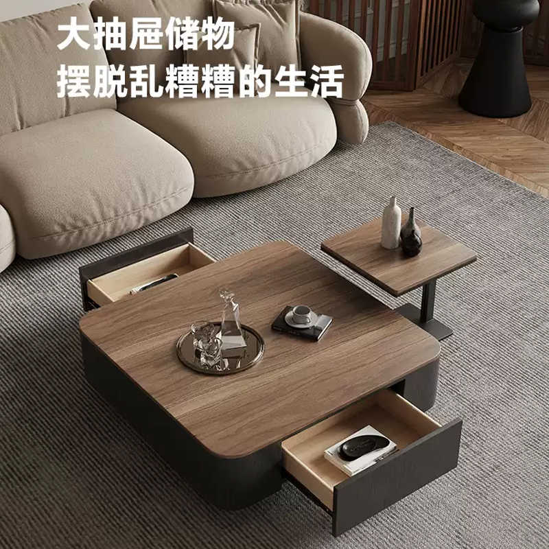 Black square coffee table living room household small unit Italian simple designer storage coffee table side table