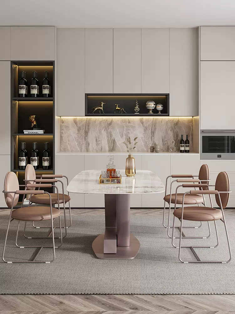 Italian light luxury imported rock plate table modern simple designer inspiration creative rectangular LV letter table