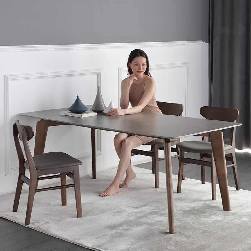 Nordic light luxury solid wood dining table simple modern dining table