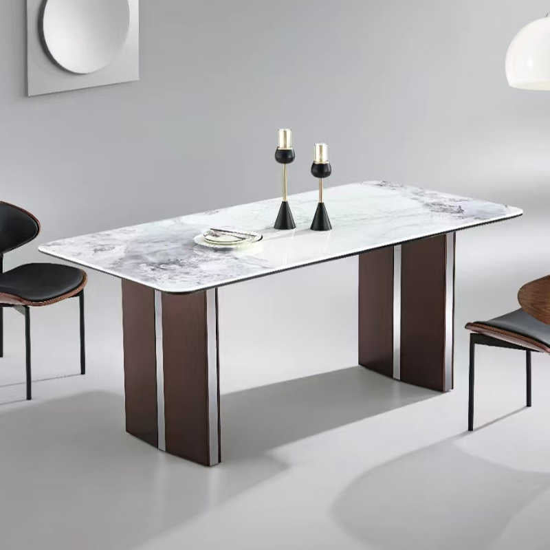 Luxury stone stainless steel table leg bracket middle high-end rock solid wood table leg frame marble rectangular table base