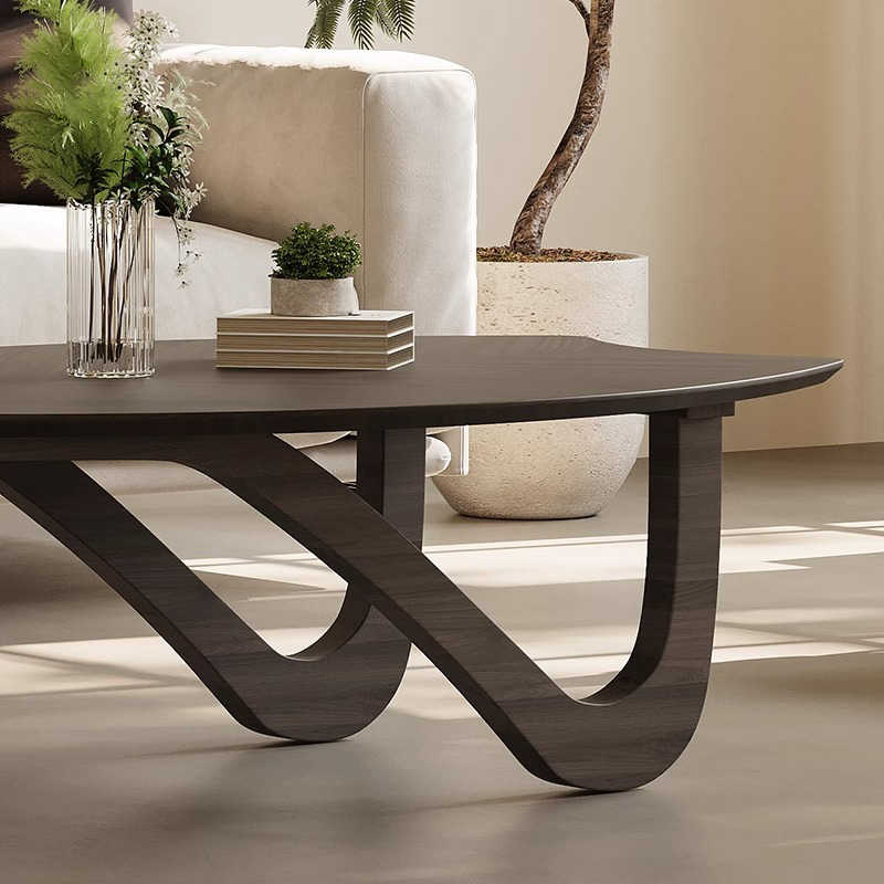 Designer shaped black walnut veneer tea table small apartment living room modern advanced sense wabi Sabi wind creative tea table