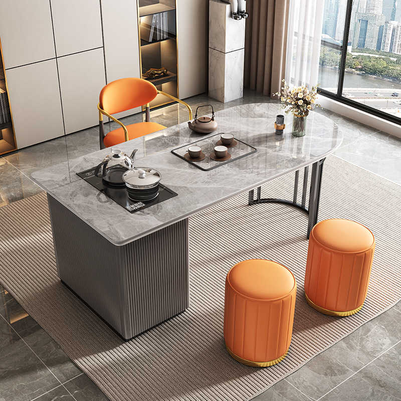 Tea table Light luxury rock panel tea table chair combination of small household modern simple automatic boiling water one office tea table