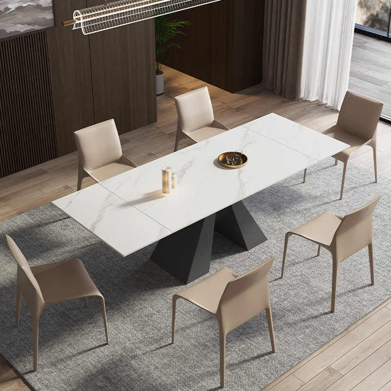 Italian high-end Deli rock slab stretchable dining table and chair Nordic restaurant imported Ramina table