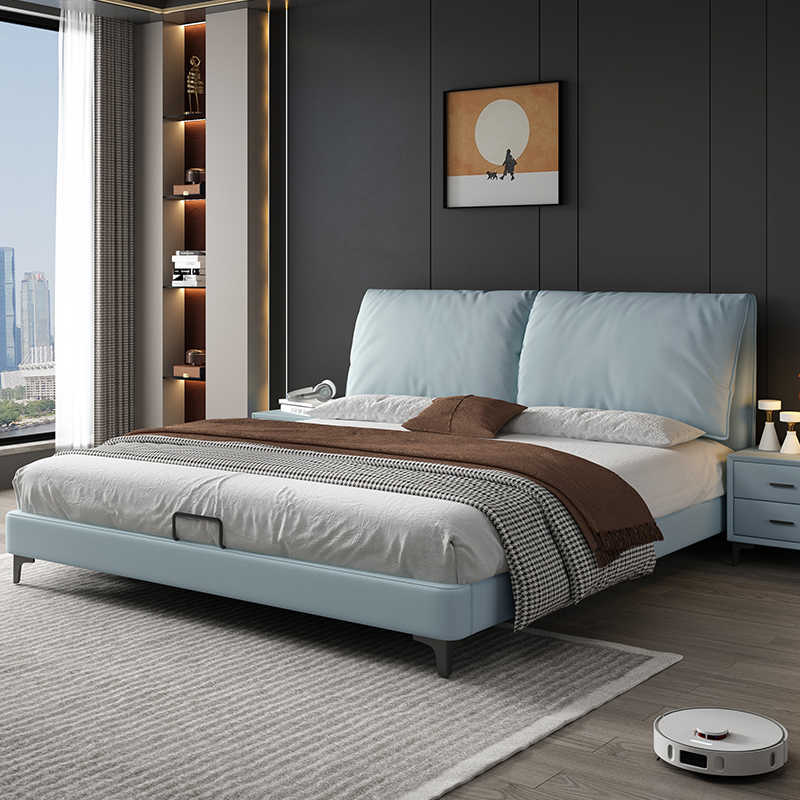 Light luxury 2 m X2 m queen bed Master bedroom double bed Modern simple 1.35m small unit storage single bed