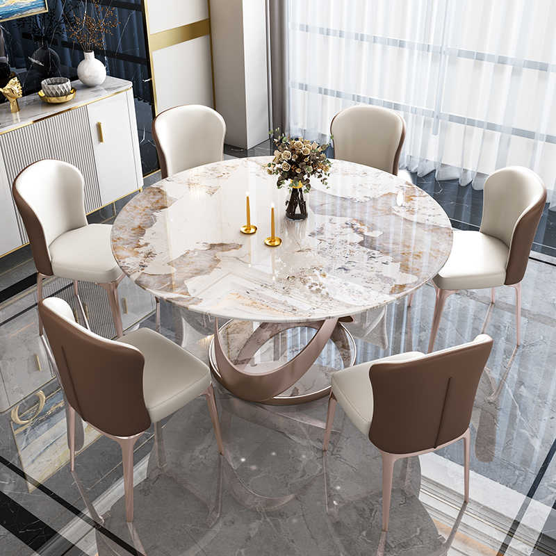 Home 10 people with turntable table modern light luxury high-end villa electric large round 1.8m table