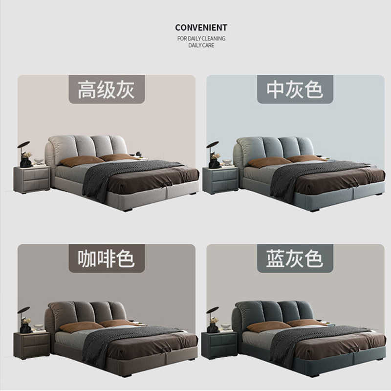 Fabric bed ins wind light luxury modern simple master bedroom wedding bed double bed network red bed can be dismantled and washed
