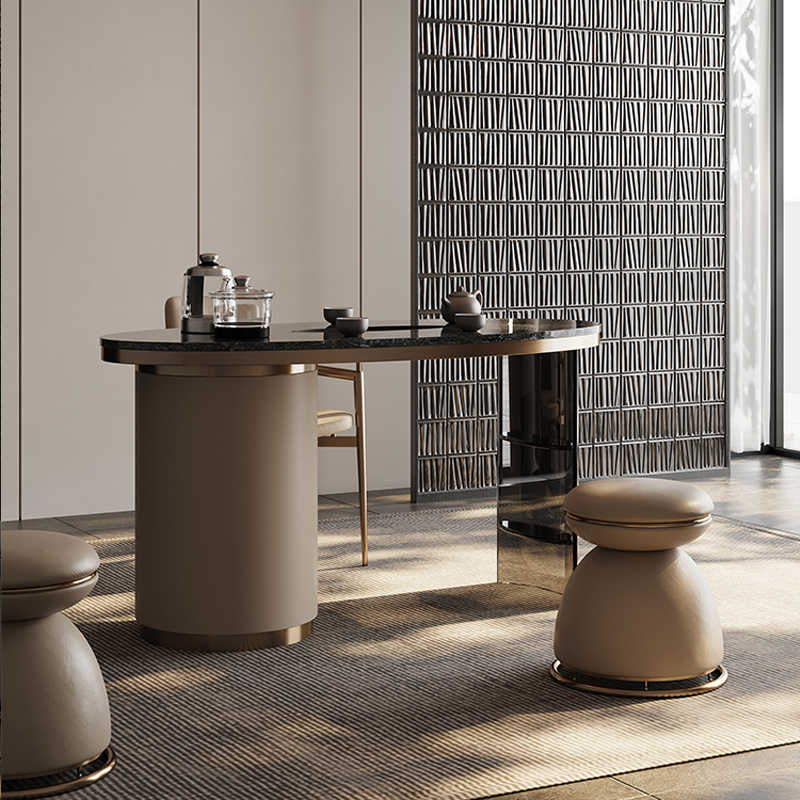 Italian light luxury rock plate tea table modern simple tea table and chair combination of advanced sense acrylic home balcony tea table