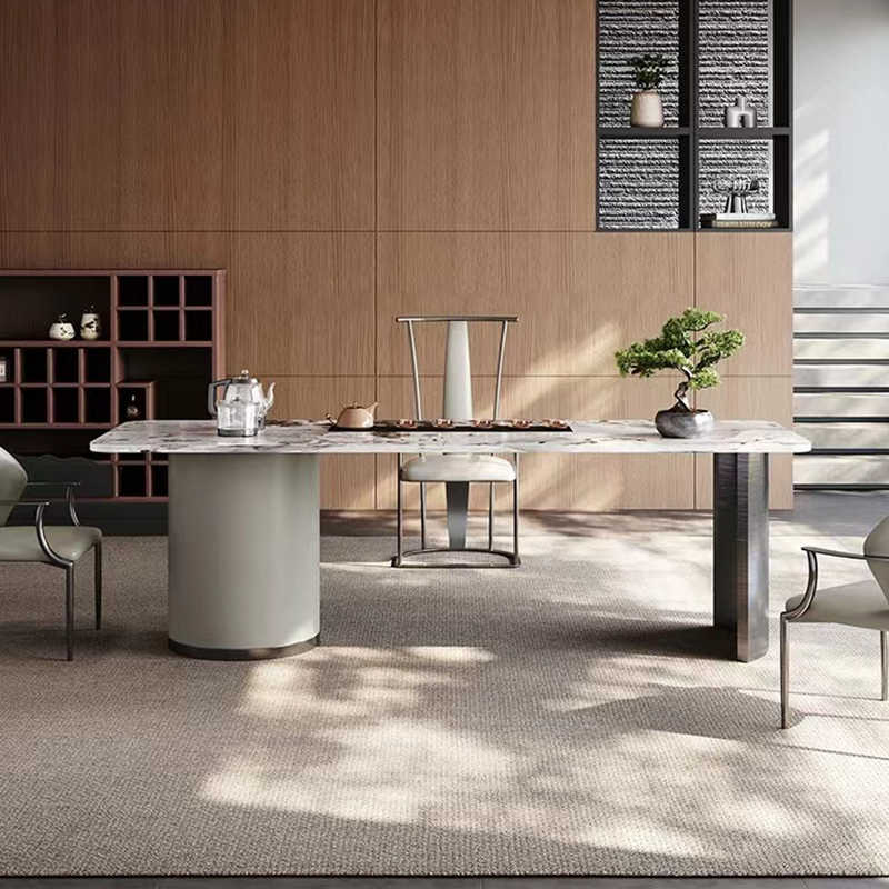 Light luxury modern rock plate tea table and chair high-end home kettle embedded tea table living room office tea table