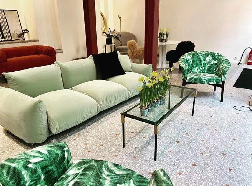 Designer modern fabric lamb wool white living room row three or four people square bread soft sofa