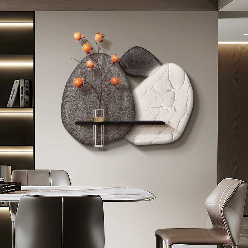 Stone to run the restaurant hanging painting hydroponic green plant dining table background wall decorative painting simple high sense wall painting
