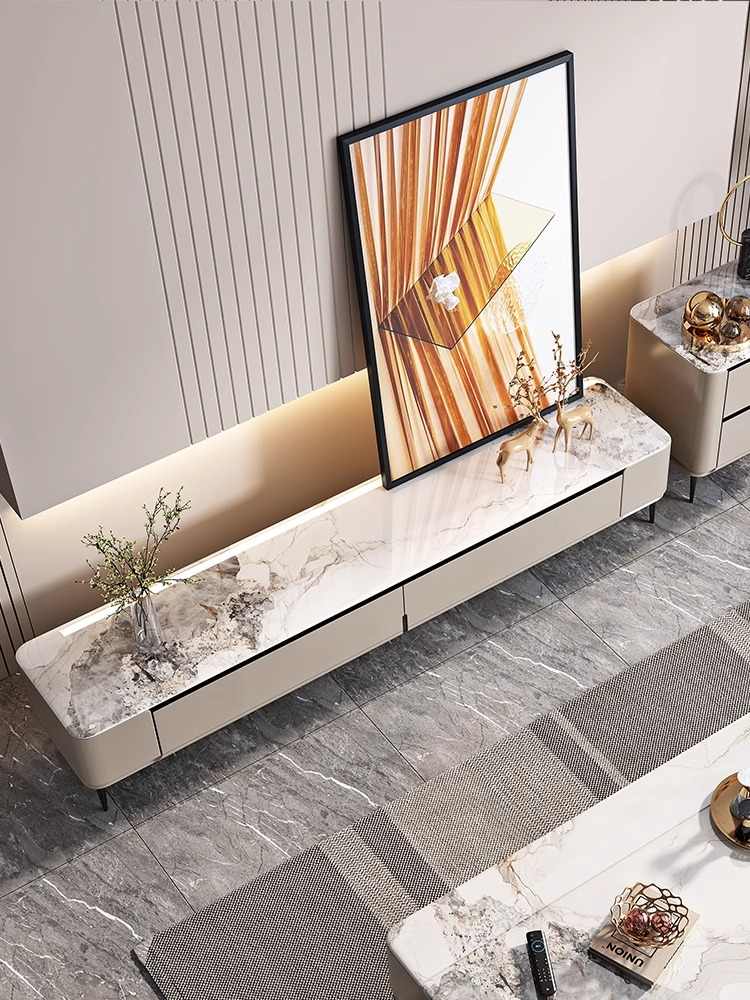 Italian light luxury microcrystal coffee table TV cabinet living room home size apartment coffee table advanced sense