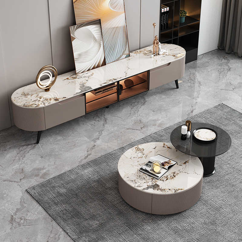 Rock panel coffee table TV cabinet combination of modern simple small apartment TV cabinet living room