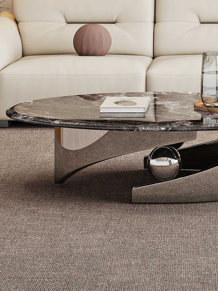 Calx microcrystalline stone coffee table living room modern simple small apartment new Italian minimalist round coffee table Nordic oval