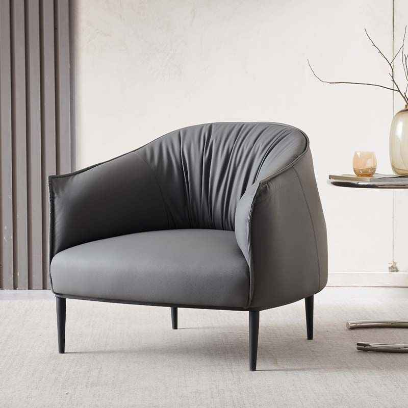Nordic single sofa Light luxury hotel bedroom small apartment living room balcony leisure negotiation lazy leather sofa chair